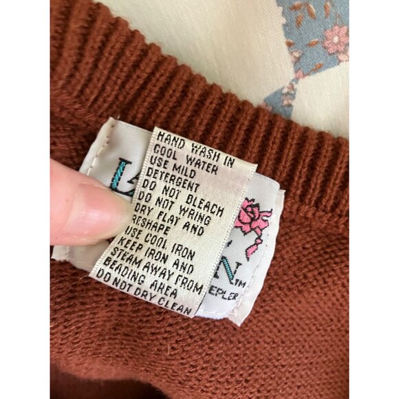 80's vintage Lacy After Noon brown ren faire style cottagecore embroidered sweat - Picture 6 of 6